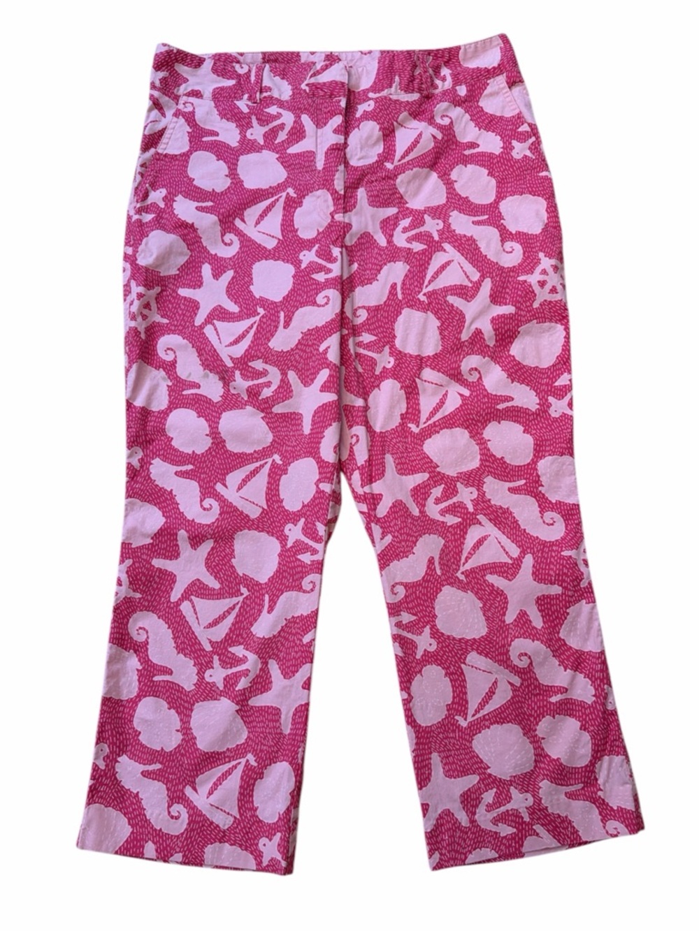 Lilly Pulitzer Vintage Smooth Sailing Pink Nautical Cropped Pants